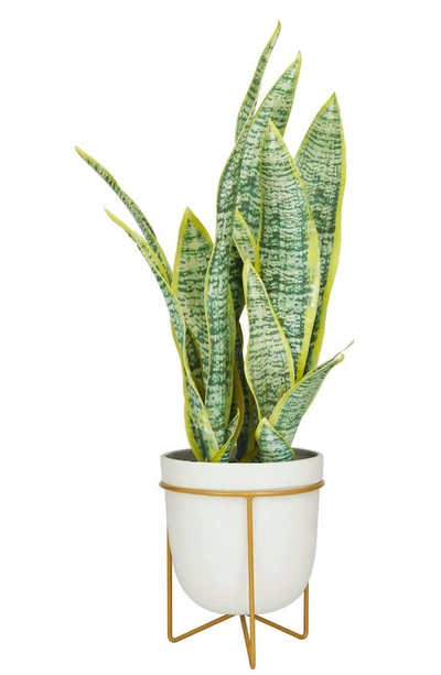Shop Uma Faux Folia Artificial Potted Snake Plant In Green