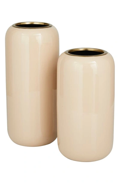 Shop Uma Cream 2-piece Metal Vase Set
