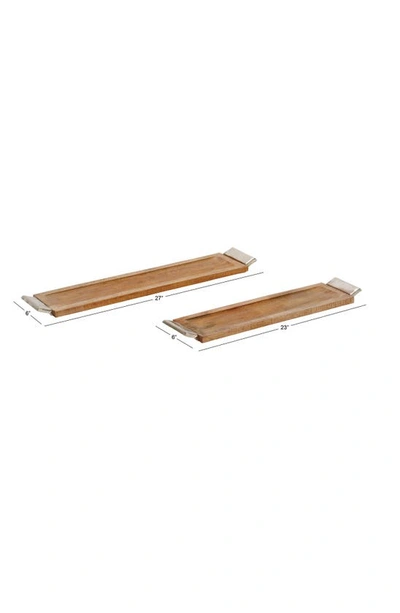 Shop Uma 2-piece Wood Rectangle Tray Set In Dark Brown