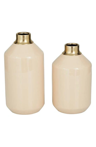 Shop Uma Novogratz Set Of 2 Metal Vases In Cream