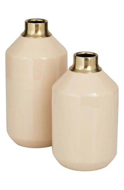 Shop Uma Novogratz Set Of 2 Metal Vases In Cream