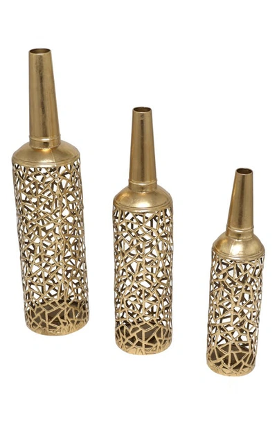 Shop Uma The Novogratz Set Of 3 Metal Abstract Vases In Gold