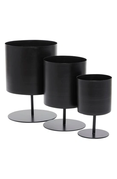 Shop Uma Novogratz Set Of 3 Metal Planters In Black