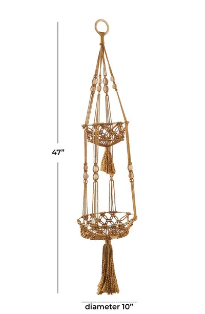 Shop Uma Novogratz 2-layer Hanging Crochet Plant Holder In Brown