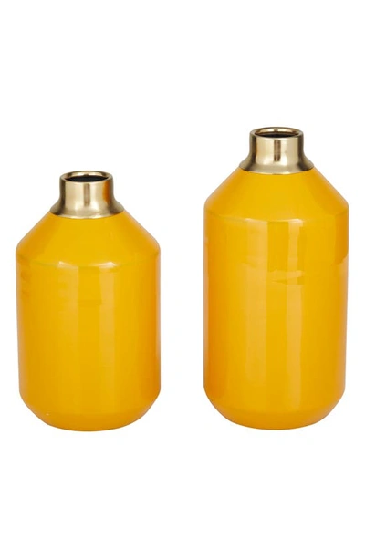 Shop Uma Yellow 2-piece Metal Vase