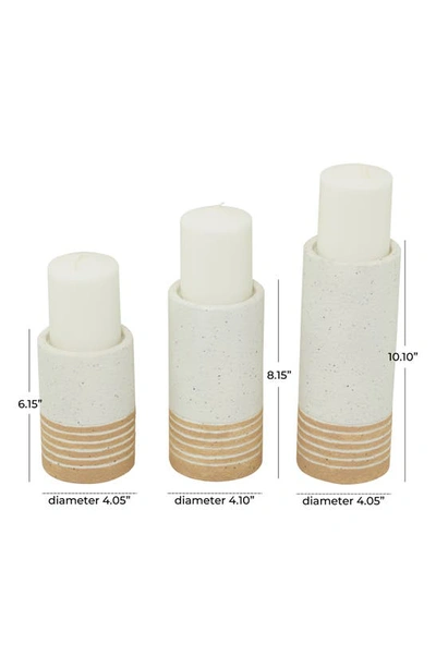 Shop Uma Set Of 3 Striated Candle Holders In White