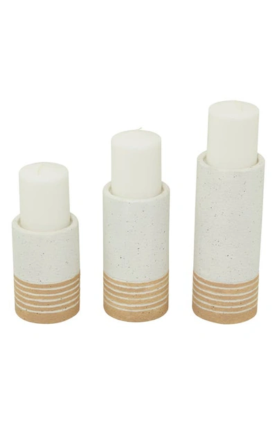 Shop Uma Set Of 3 Striated Candle Holders In White