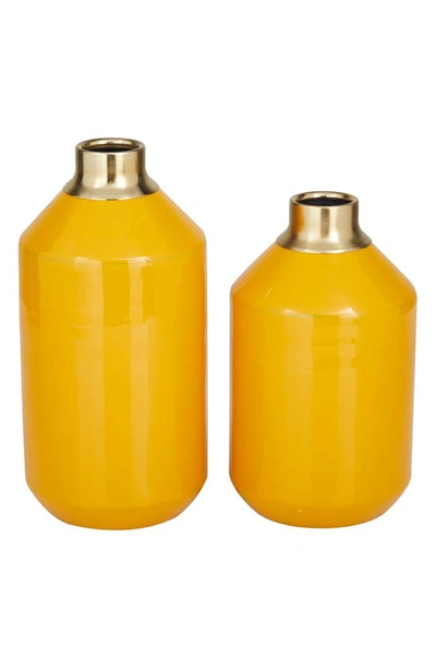 Shop Uma Yellow 2-piece Metal Vase