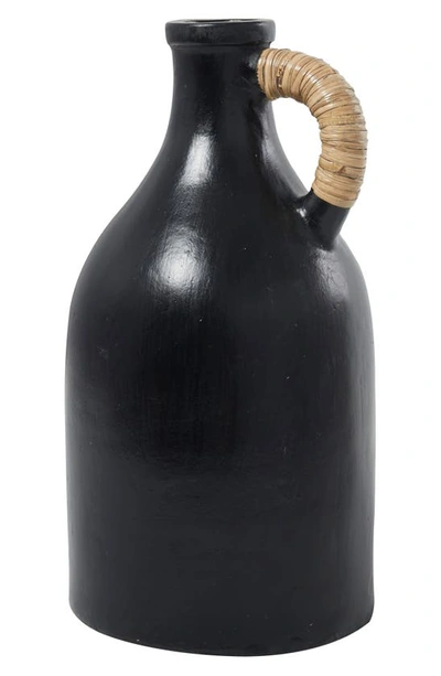 Shop Uma Terracotta Rattan Wrapped Jug Vase In Black