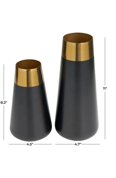 Shop Uma Set Of 2 Stainless Steel Vases In Black