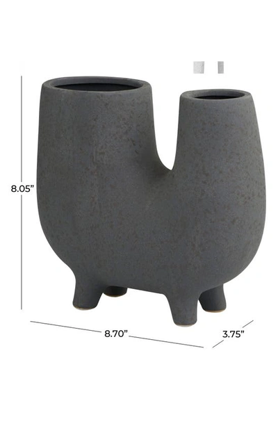 Uma U-shape Ceramic Vase In Dark Gray