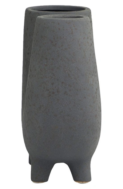 Uma U-shape Ceramic Vase In Dark Gray