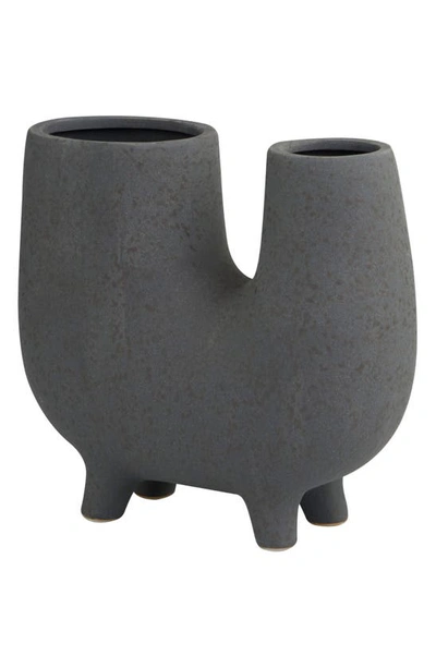Uma U-shape Ceramic Vase In Dark Gray
