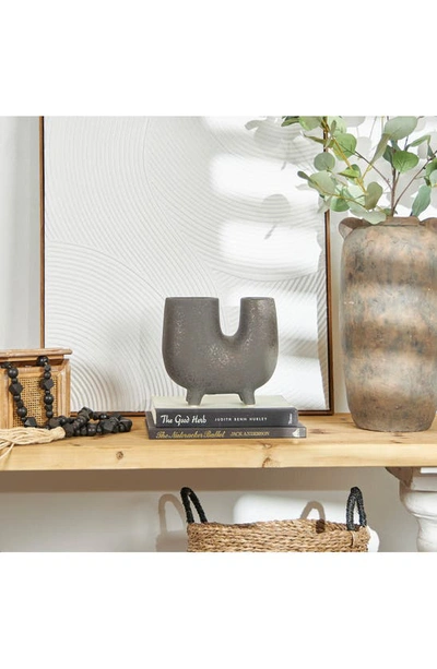 Uma U-shape Ceramic Vase In Dark Gray