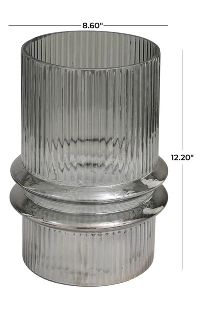Shop Uma Wide Rib Glass Vase In Gray