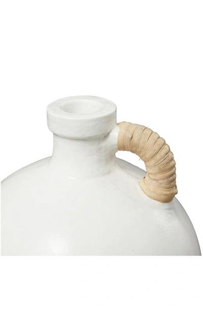 Uma Terracotta Rattan Wrapped Jug Vase In White
