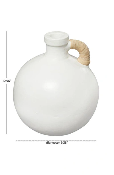 Uma Terracotta Rattan Wrapped Jug Vase In White