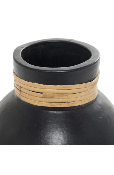 Shop Uma Rattan Wrap Terracotta Vase In Black