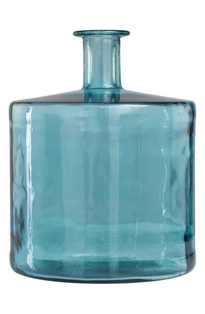 Shop Uma Recycled Glass Vase In Teal