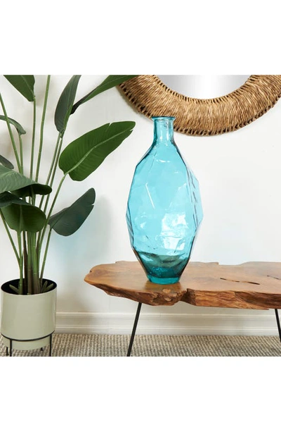 Shop Uma Textured Recycled Glass Vase In Teal