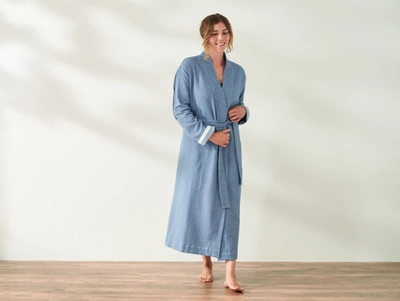 Shop Coyuchi Unisex Mediterranean Organic Modern Robe In Blue