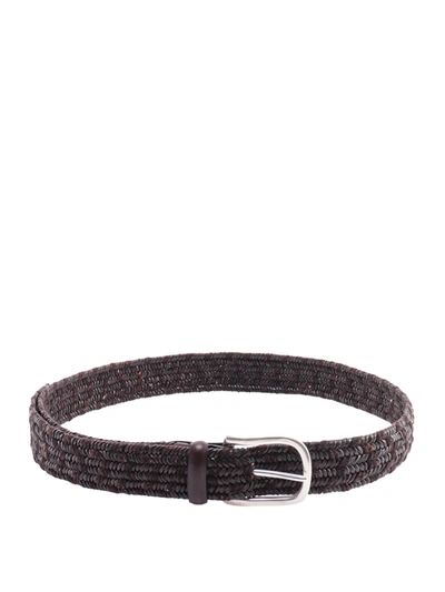 Shop Orciani Braided Leather Belt