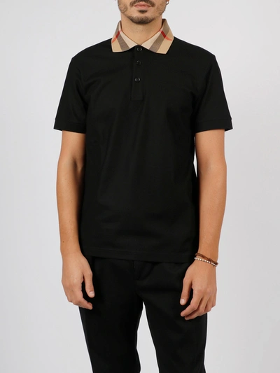 Shop Burberry Cody Check Collar Polo Shirt