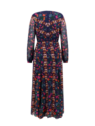 Shop Saloni Silk Dress With Multicolor Floral Print
