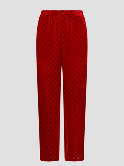 Shop Gucci Gg Velvet Trousers