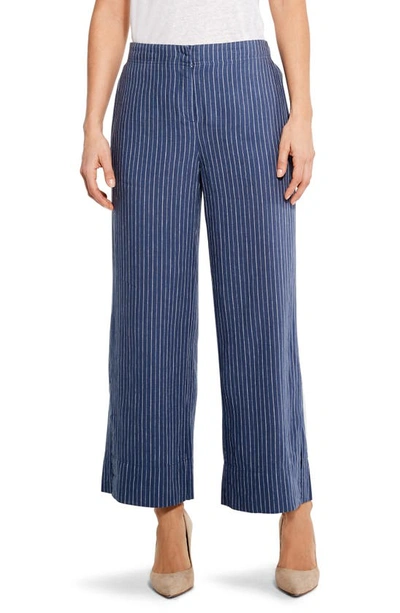 Shop Nic + Zoe Central Park Stripe Side Slit Wide Leg Pants In Blue Multi