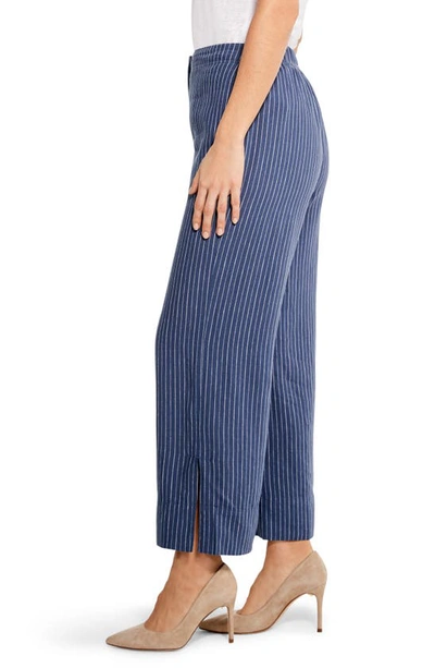 Shop Nic + Zoe Central Park Stripe Side Slit Wide Leg Pants In Blue Multi