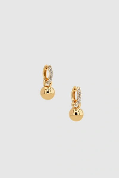 Shop Anine Bing Chunky Diamond Hoops With Ball Charms In 14k Gold