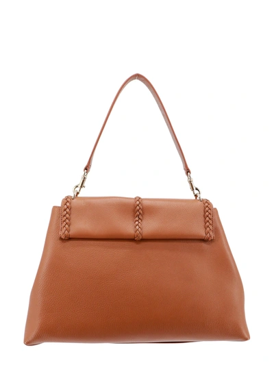 Shop Chloé Leather Shoulder Bag With Engraved Logo