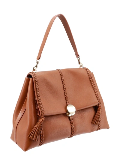 Shop Chloé Leather Shoulder Bag With Engraved Logo