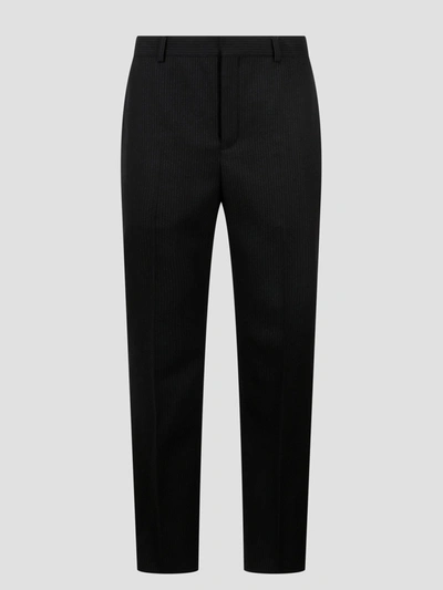 Shop Saint Laurent Striped Wool High-waisted Pants