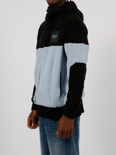 Shop Fendi Fleece Sweatshirt With Frontal Logo Patch