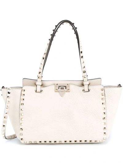 Valentino Garavani Medium Rockstud Leather Tote - Ivory