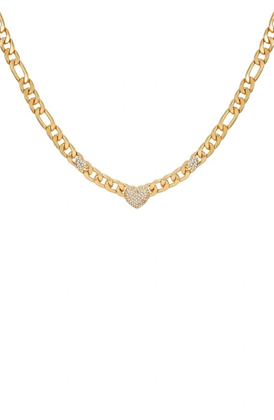Shop Guess Heart Station Collar Necklace In Gold Tone