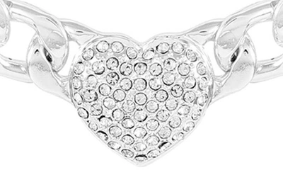 Shop Guess Heart Station Collar Necklace In Silver Tone