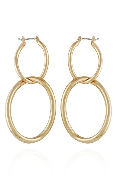 Shop T Tahari Double Hoop Earrings In Goldtone
