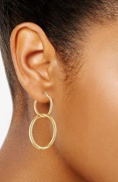 Shop T Tahari Double Hoop Earrings In Goldtone