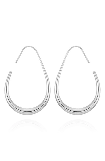 Shop T Tahari Crystal Hoop Earrings In Silvertone