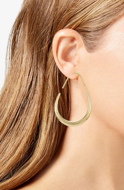 Shop T Tahari Crystal Hoop Earrings In Goldtone