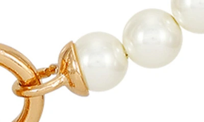 Shop T Tahari Imitation Pearl Toggle Necklace In Goldtone