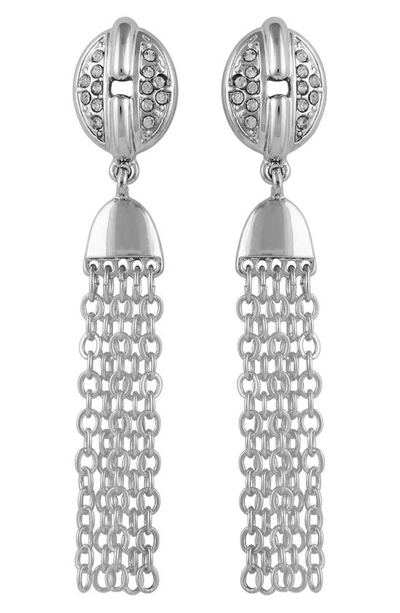 Shop T Tahari Crystal Pavé Chain Drop Earrings In Silvertone