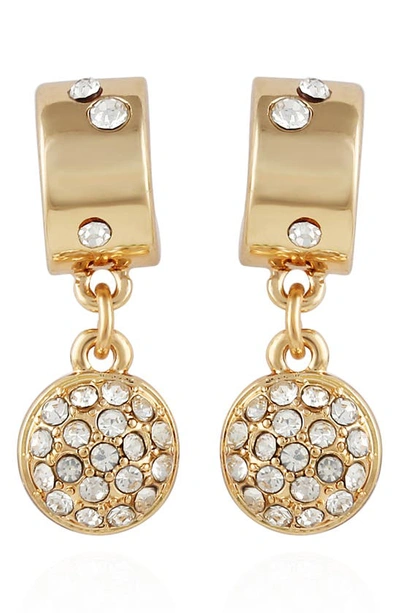 Shop T Tahari Crystal Pavé Drop Earrings In Goldtone