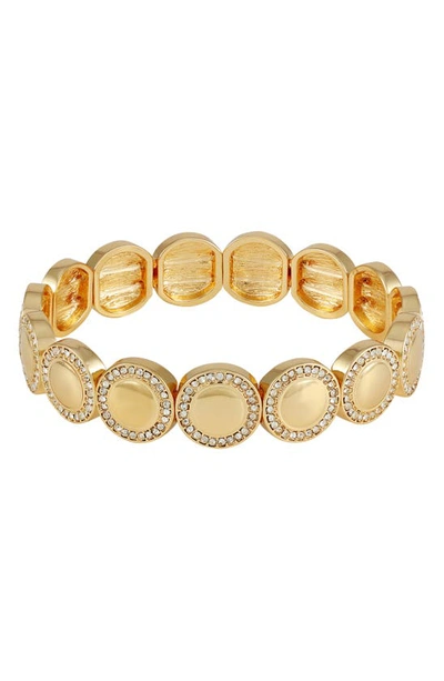 Shop T Tahari Pavé Crystal Stretch Bracelet In Goldtone