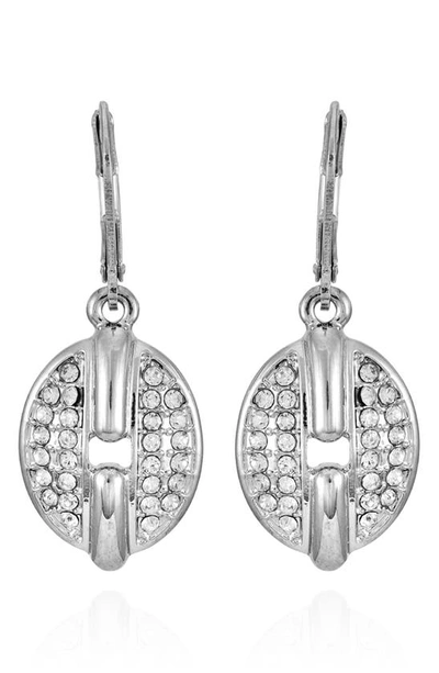 Shop T Tahari Pavé Crystal Drop Earrings In Silvertone