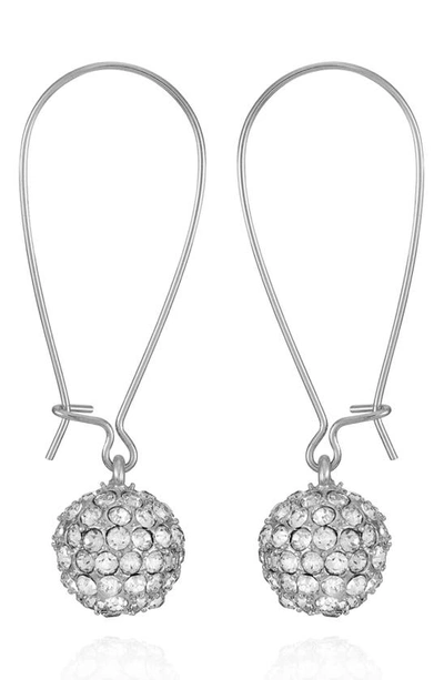 Shop T Tahari Crystal Ball Drop Earrings In Silvertone