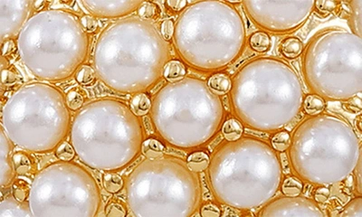 Shop T Tahari Imitation Pearl Clip-on Earrings In Goldtone